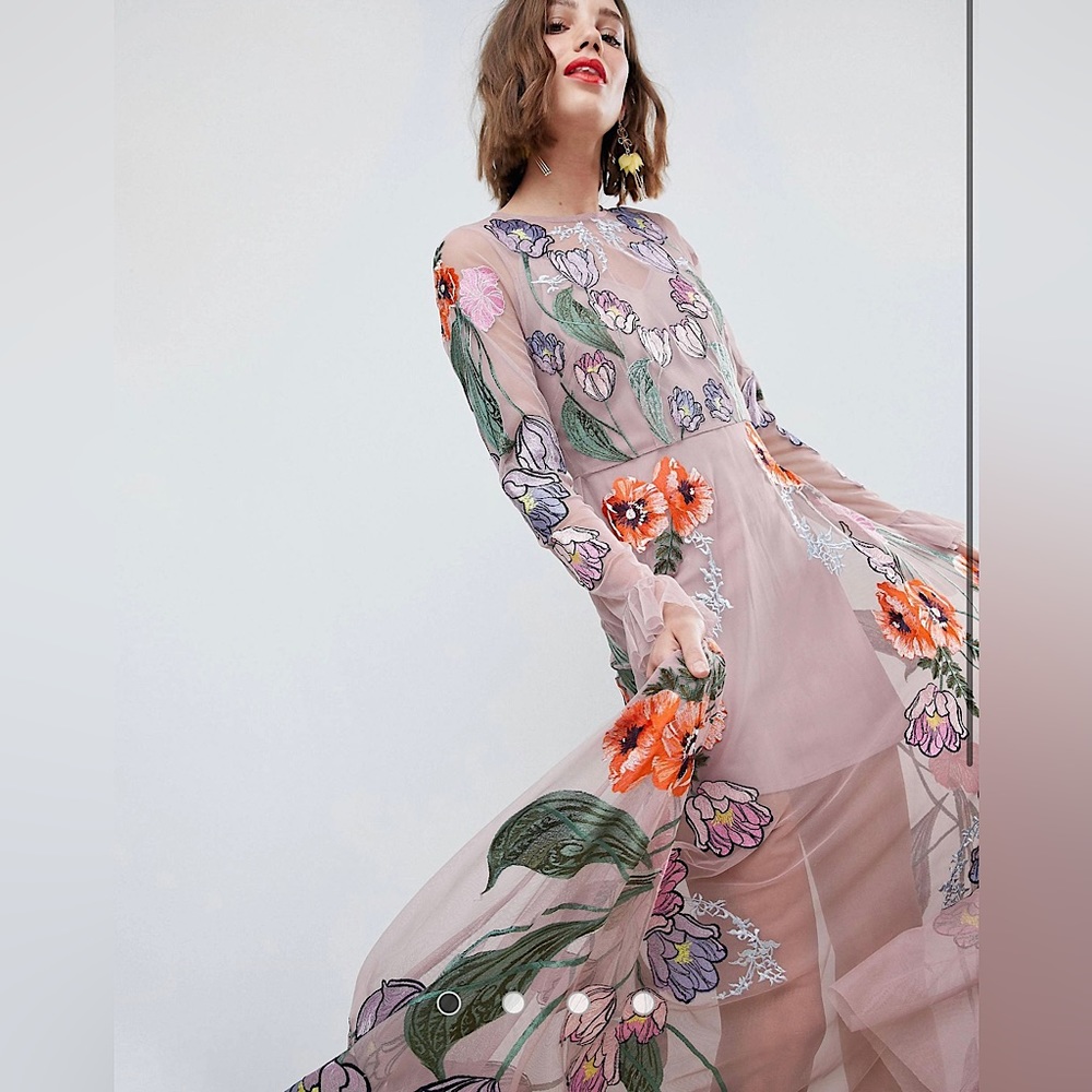 ISO ASOS EDITION Embroidered Floral Maxi Dress